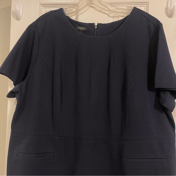 Talbots Sheath Dress Women's Plus Size 20 WP Navy Blue Jersey Stretch - Picture 2 of 9
